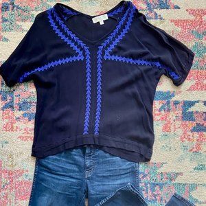 Navy short short sleeve top